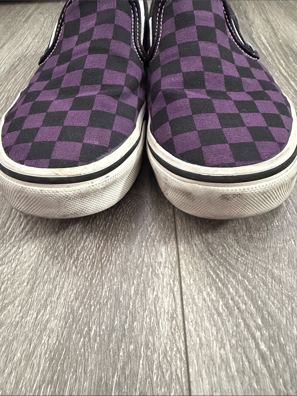 Vans Purple Black Check Classic Slip Ons Women’s 7.5 - Picture 4 of 9